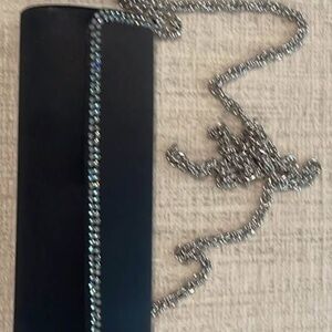 00018 Kate Landry Evening Clutch Rhinestones Silver Chain Used Once